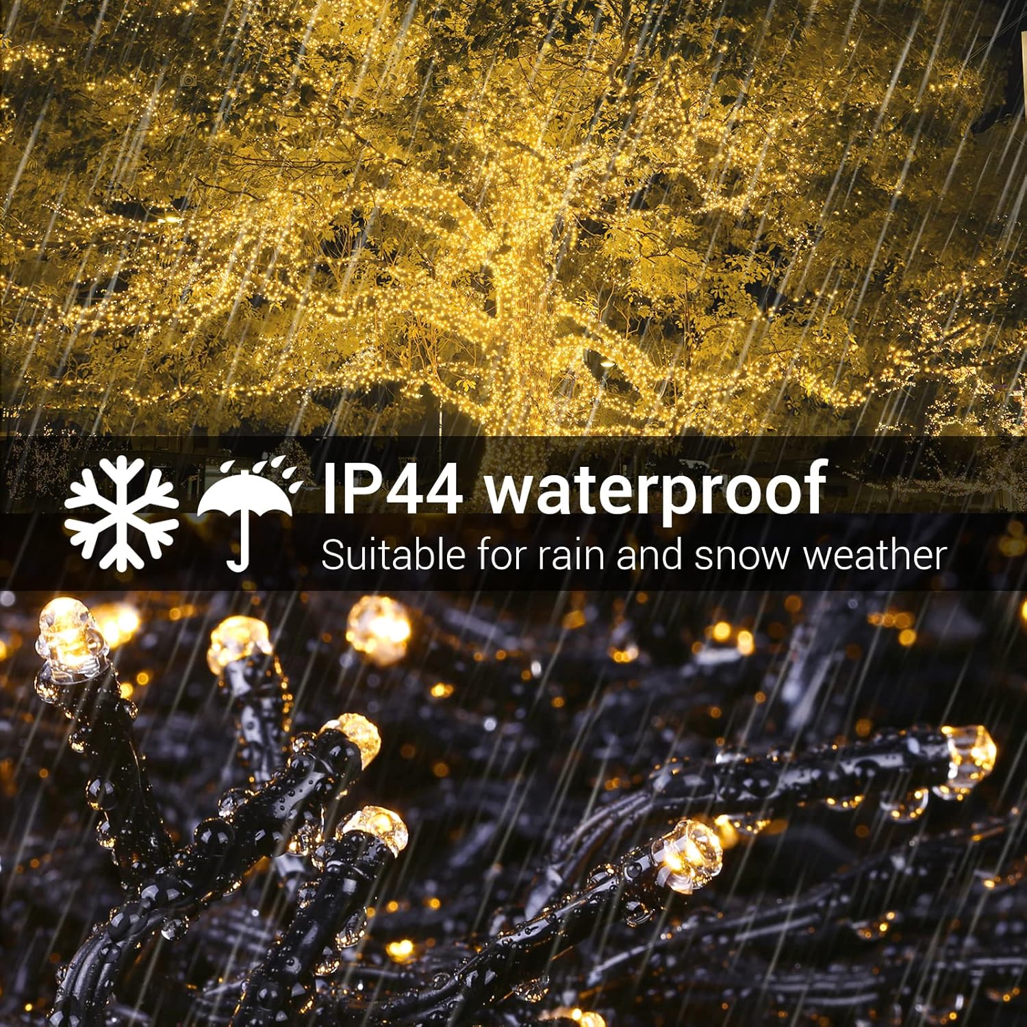 Areker Christmas Cluster Lights,1000LED Warm White Christmas Tree Lights 33ft,8 Modes&Memory Function with Dark Wire, Waterproof Christmas String Lights Outdoor,Indoor,Garden,Wedding